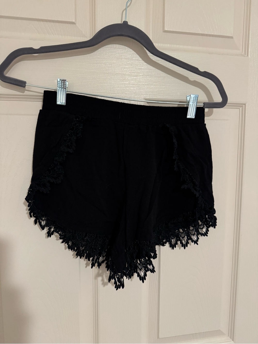 Lucy Love Black Crochet-Trim Shorts